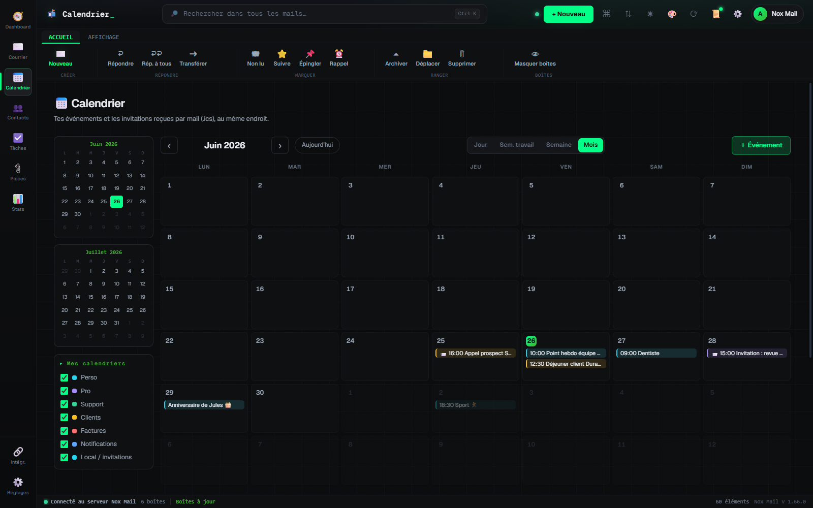 Calendrier Nox Mail